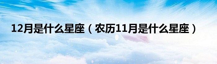 12月是什么星座（农历11月是什么星座）