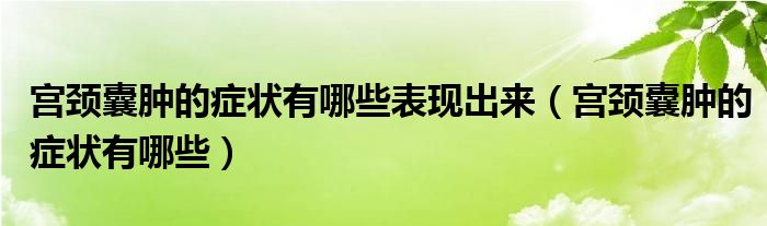 宫颈囊肿的症状有哪些表现出来（宫颈囊肿的症状有哪些）