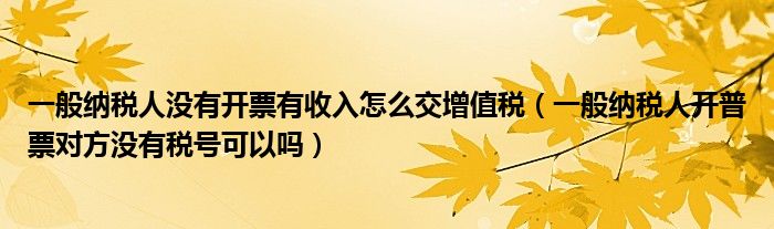 一般纳税人没有开票有收入怎么交增值税（一般纳税人开普票对方没有税号可以吗）