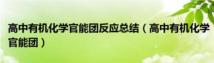 高中有机化学官能团反应总结（高中有机化学官能团）