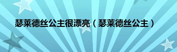 瑟莱德丝公主很漂亮（瑟莱德丝公主）