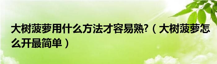 大树菠萝用什么方法才容易熟?（大树菠萝怎么开最简单）