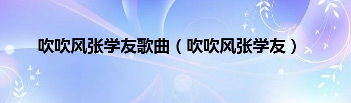 吹吹风张学友歌曲（吹吹风张学友）