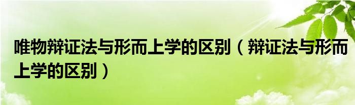 唯物辩证法与形而上学的区别（辩证法与形而上学的区别）