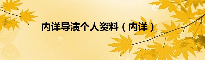 内详导演个人资料（内详）