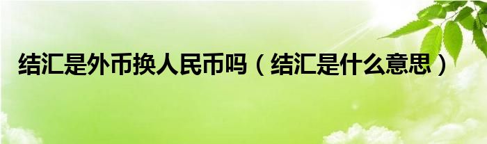 结汇是外币换人民币吗（结汇是什么意思）