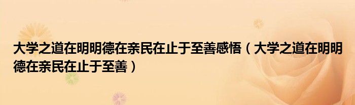 大学之道在明明德在亲民在止于至善感悟（大学之道在明明德在亲民在止于至善）