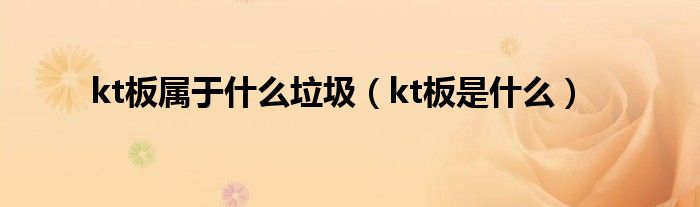 kt板属于什么垃圾（kt板是什么）