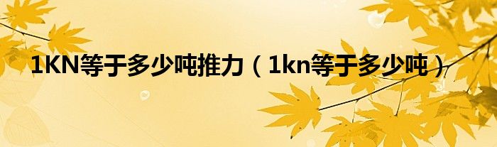 1KN等于多少吨推力（1kn等于多少吨）