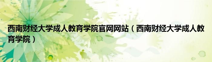 西南财经大学成人教育学院官网网站（西南财经大学成人教育学院）