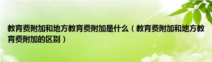 教育费附加和地方教育费附加是什么（教育费附加和地方教育费附加的区别）