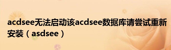 acdsee无法启动该acdsee数据库请尝试重新安装（asdsee）