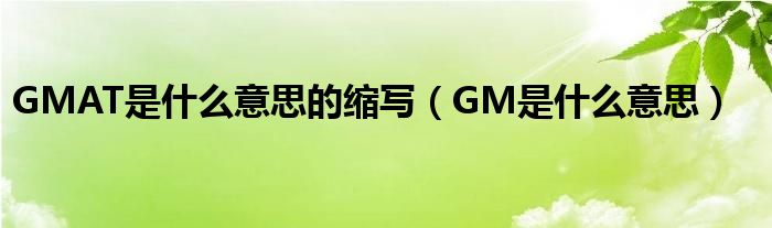 GMAT是什么意思的缩写（GM是什么意思）