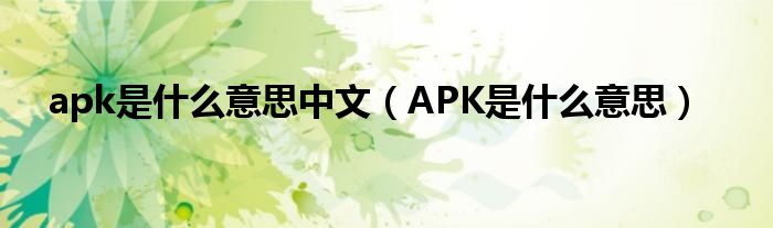 apk是什么意思中文（APK是什么意思）