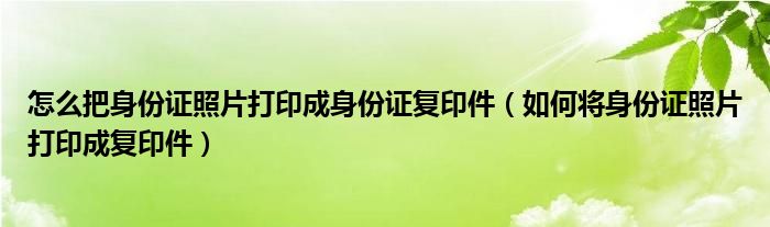 怎么把身份证照片打印成身份证复印件（如何将身份证照片打印成复印件）