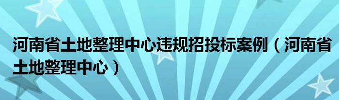 河南省土地整理中心违规招投标案例（河南省土地整理中心）