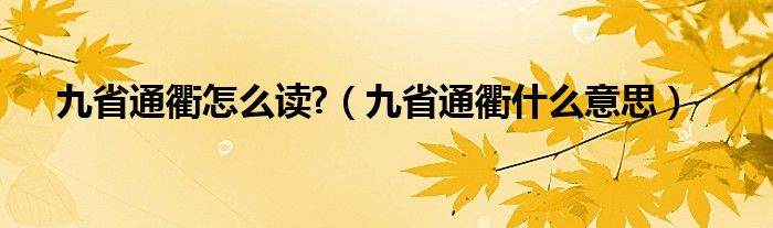 九省通衢怎么读?（九省通衢什么意思）