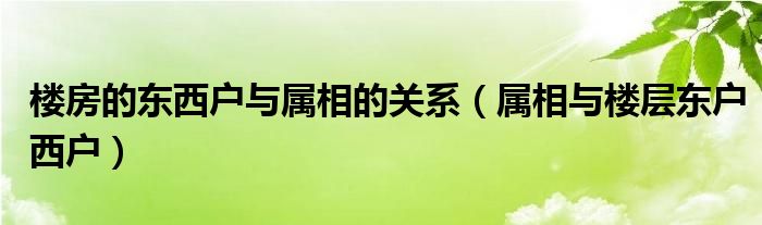 楼房的东西户与属相的关系（属相与楼层东户西户）