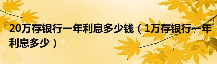 20万存银行一年利息多少钱（1万存银行一年利息多少）