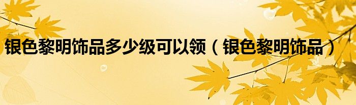 银色黎明饰品多少级可以领（银色黎明饰品）