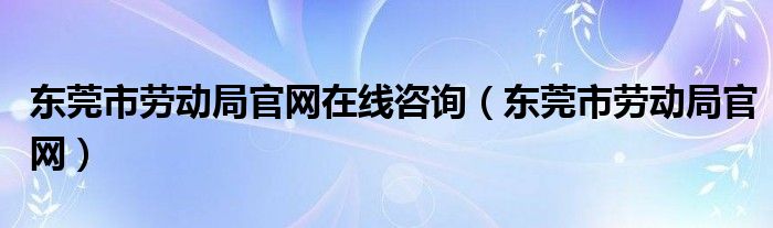 东莞市劳动局官网在线咨询（东莞市劳动局官网）