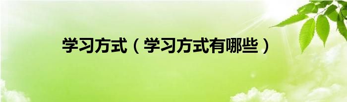 学习方式（学习方式有哪些）