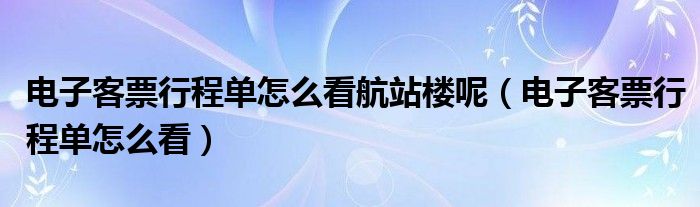 电子客票行程单怎么看航站楼呢（电子客票行程单怎么看）