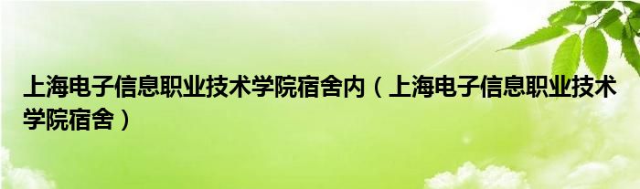 上海电子信息职业技术学院宿舍内（上海电子信息职业技术学院宿舍）