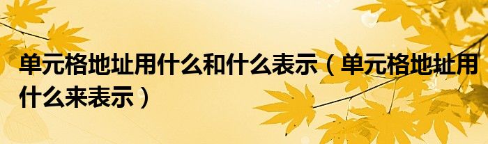 单元格地址用什么和什么表示（单元格地址用什么来表示）