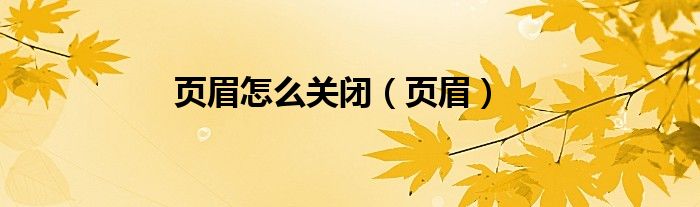 页眉怎么关闭（页眉）