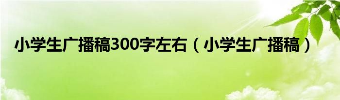 小学生广播稿300字左右（小学生广播稿）