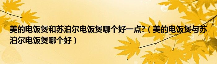 美的电饭煲和苏泊尔电饭煲哪个好一点?（美的电饭煲与苏泊尔电饭煲哪个好）