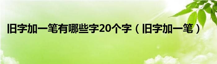 旧字加一笔有哪些字20个字（旧字加一笔）