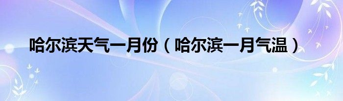 哈尔滨天气一月份（哈尔滨一月气温）