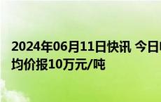 2024年06月11日快讯 今日电池级碳酸锂价格下跌1500元，均价报10万元/吨