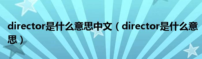 director是什么意思中文（director是什么意思）