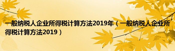 一般纳税人企业所得税计算方法2019年（一般纳税人企业所得税计算方法2019）