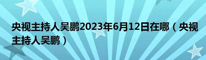 央视主持人吴鹏2023年6月12日在哪（央视主持人吴鹏）