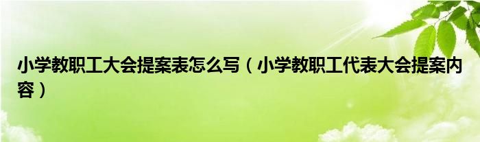 小学教职工大会提案表怎么写（小学教职工代表大会提案内容）