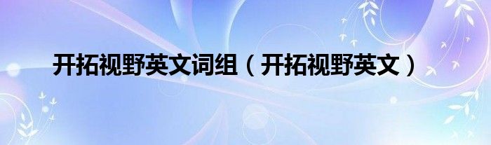 开拓视野英文词组（开拓视野英文）