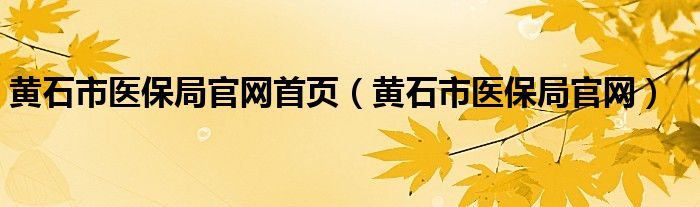 黄石市医保局官网首页（黄石市医保局官网）