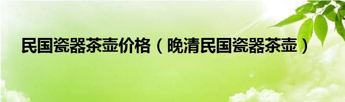 民国瓷器茶壶价格（晚清民国瓷器茶壶）