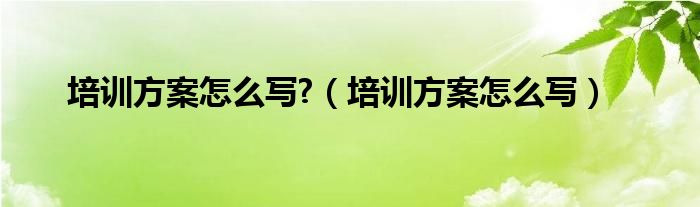 培训方案怎么写?（培训方案怎么写）