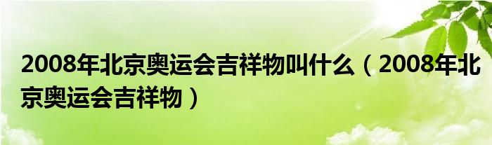 2008年北京奥运会吉祥物叫什么（2008年北京奥运会吉祥物）