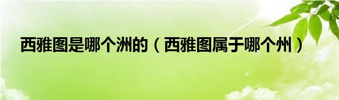 西雅图是哪个洲的（西雅图属于哪个州）