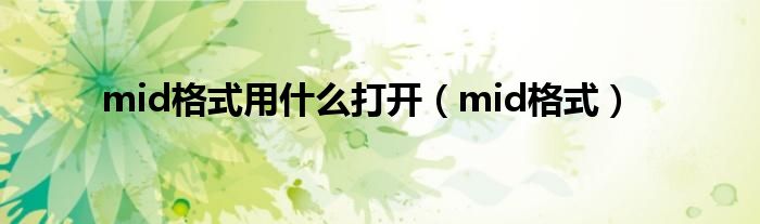 mid格式用什么打开（mid格式）