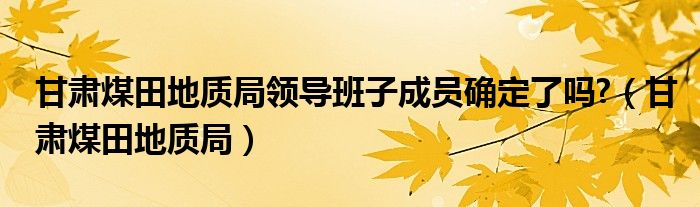 甘肃煤田地质局领导班子成员确定了吗?（甘肃煤田地质局）