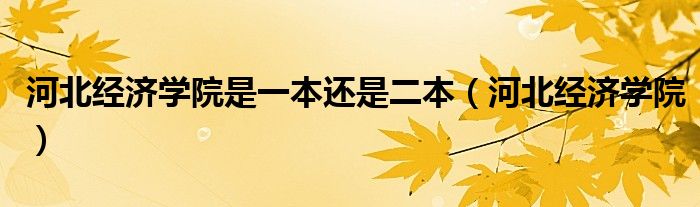 河北经济学院是一本还是二本（河北经济学院）