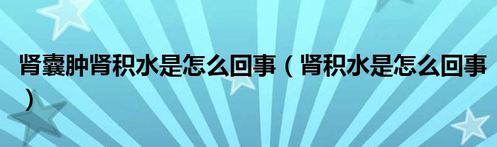 肾囊肿肾积水是怎么回事（肾积水是怎么回事）