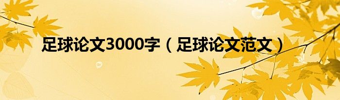 足球论文3000字（足球论文范文）